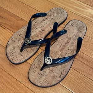 Michael Kors navy and cork flip flops size 7